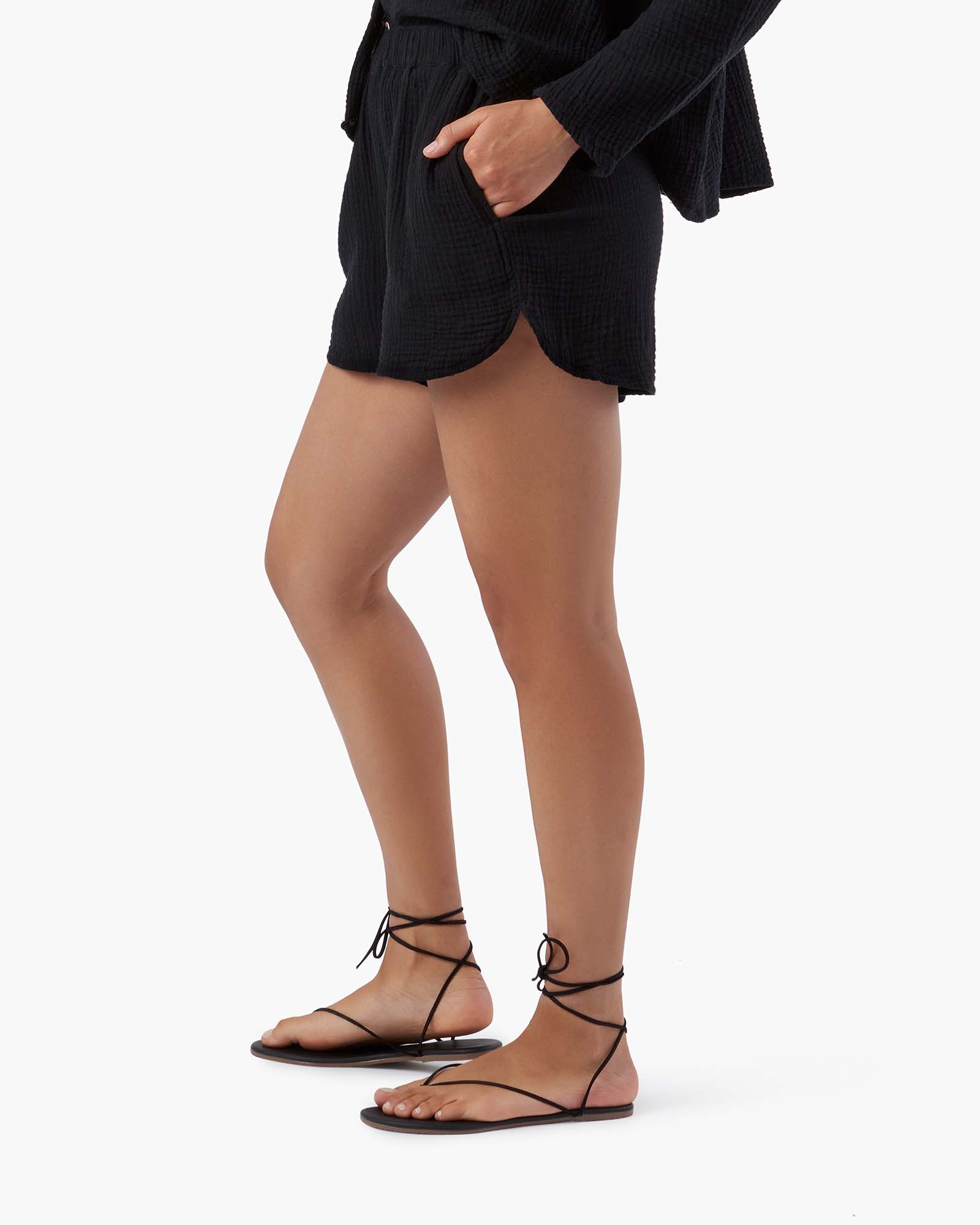 Black Women's TKEES Gauze Shorts | QWFAUJ450