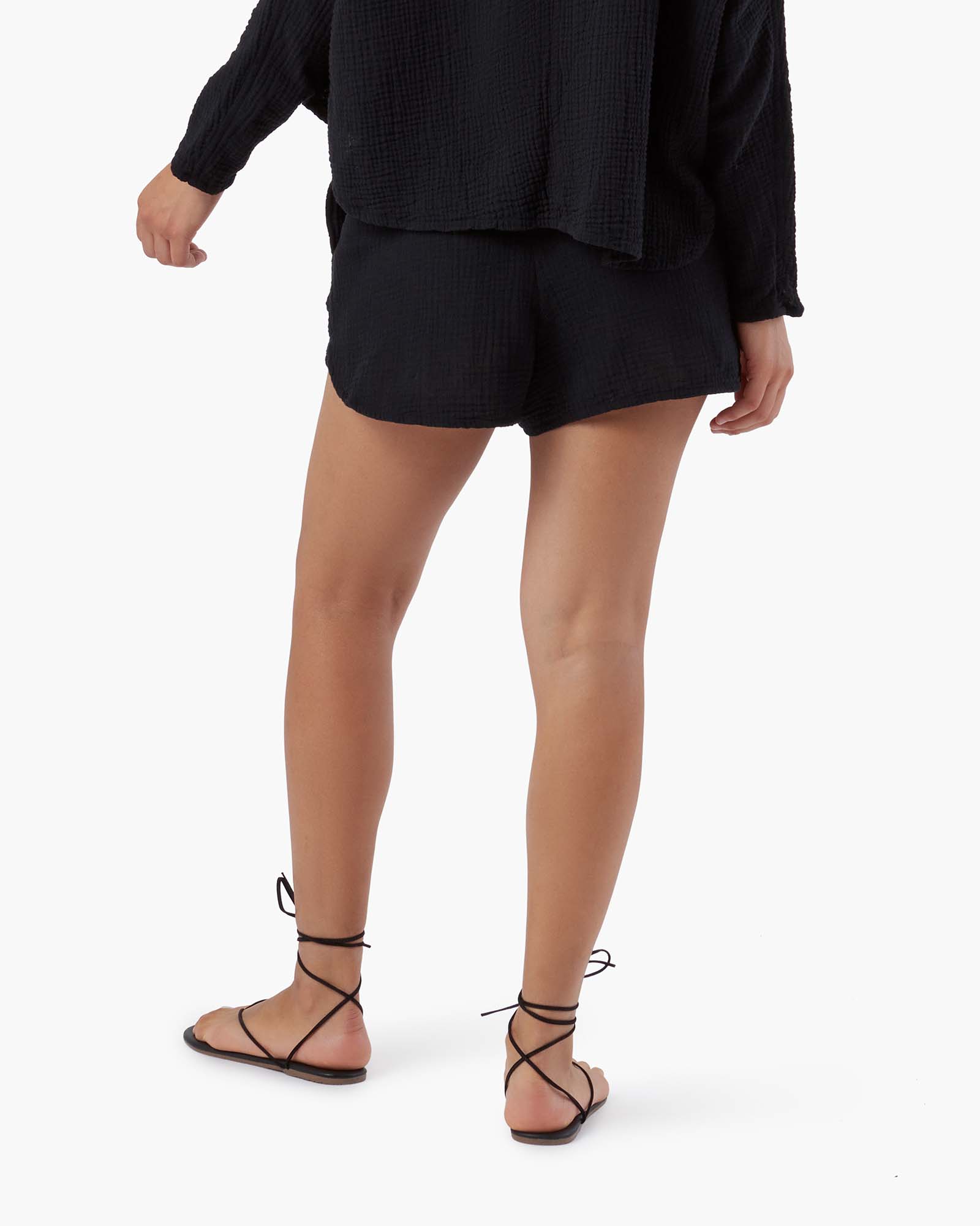 Black Women's TKEES Gauze Shorts | QWFAUJ450