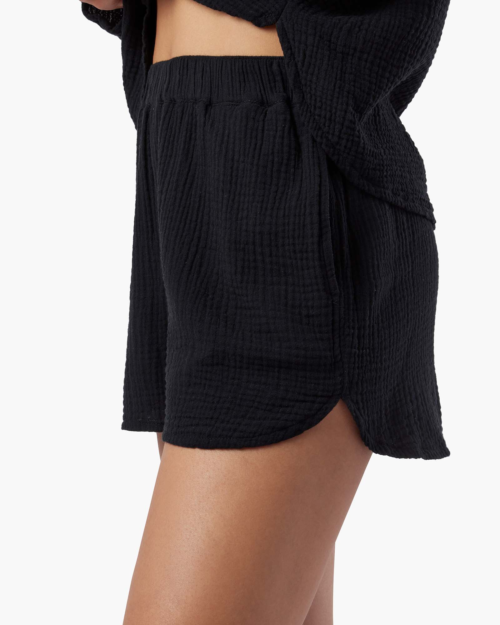 Black Women's TKEES Gauze Shorts | QWFAUJ450