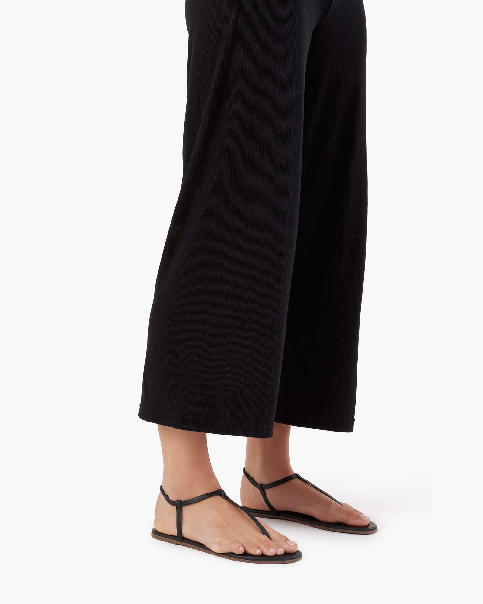 Black Women's TKEES Light Rib Culotte Pants | LJTSMR518