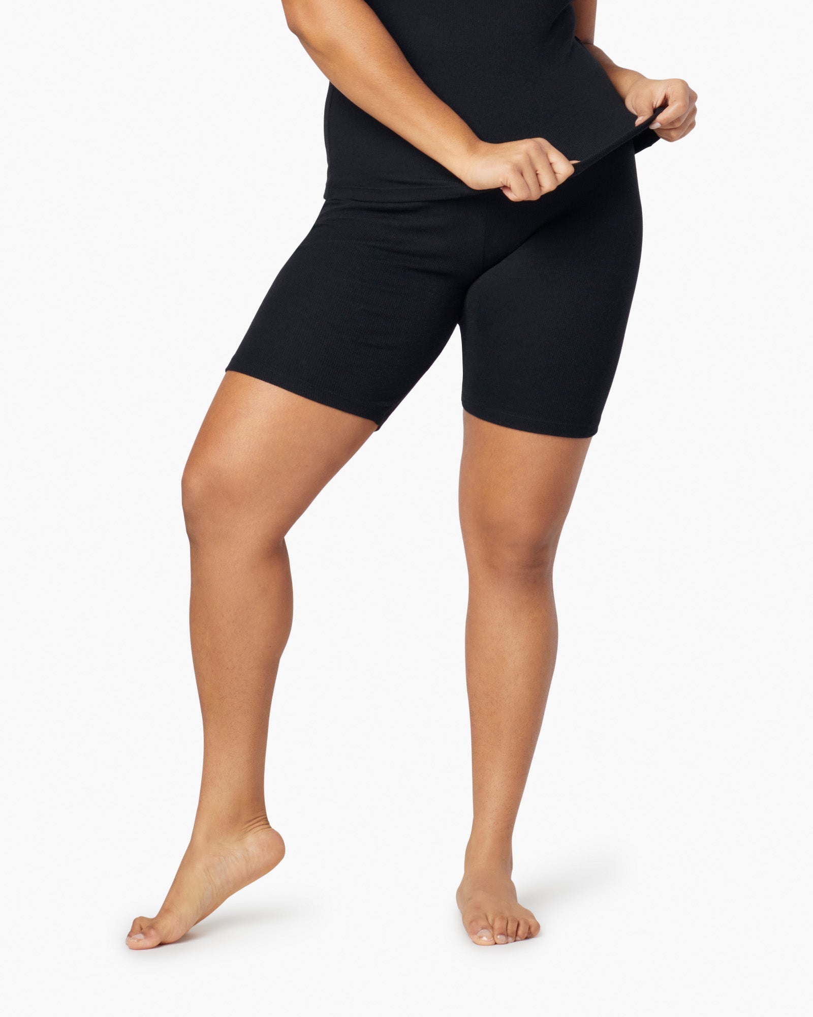 Black Women's TKEES Super Rib Biker Shorts | DEPKZS176