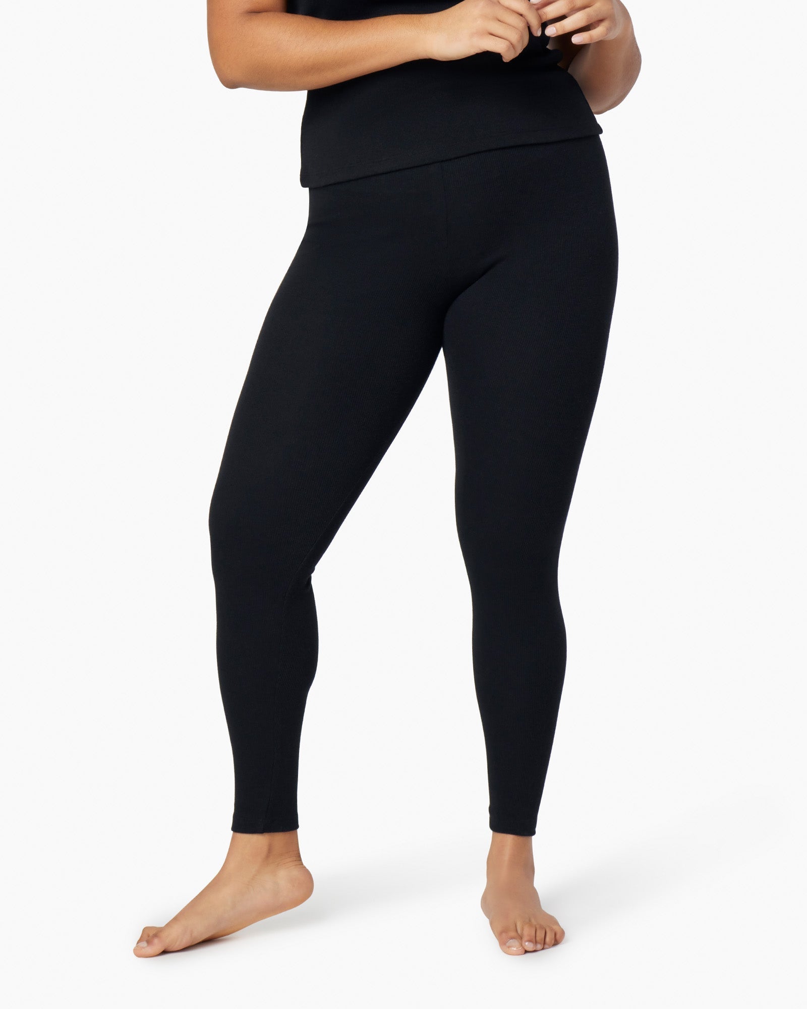 Black Women's TKEES Super Rib Leggings | GJNUIW978