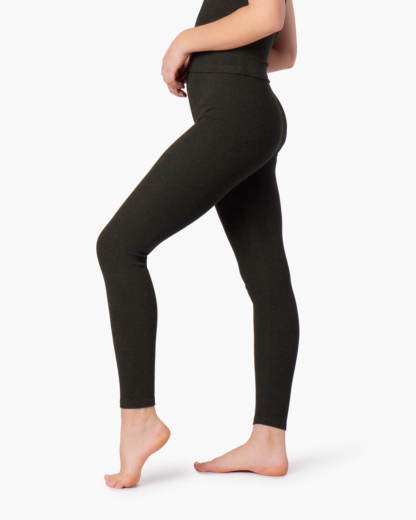 Black Women's TKEES Super Rib Leggings | XGAQHW846