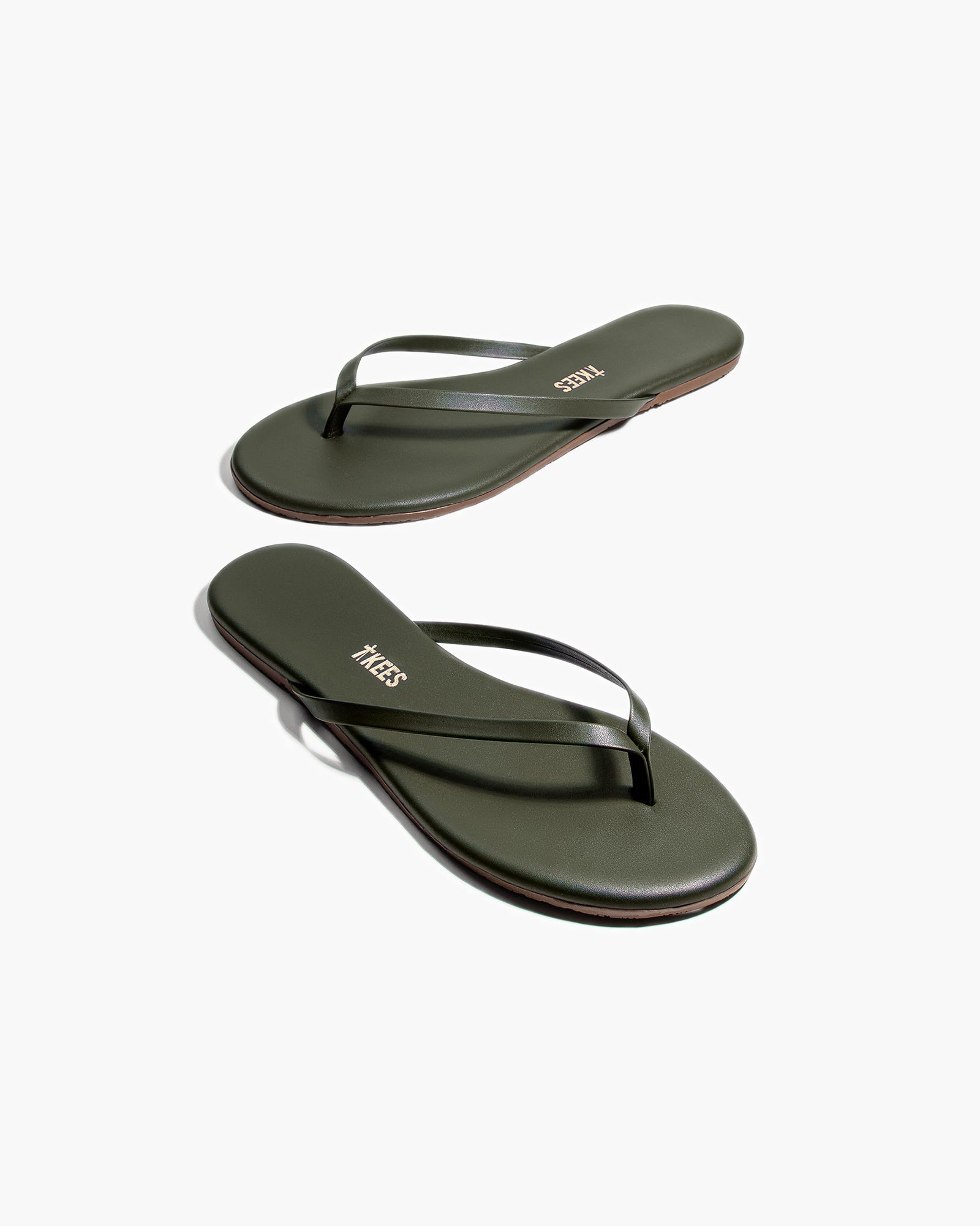 Green Women's TKEES Lily Liners Flip Flops | FOMGYZ062