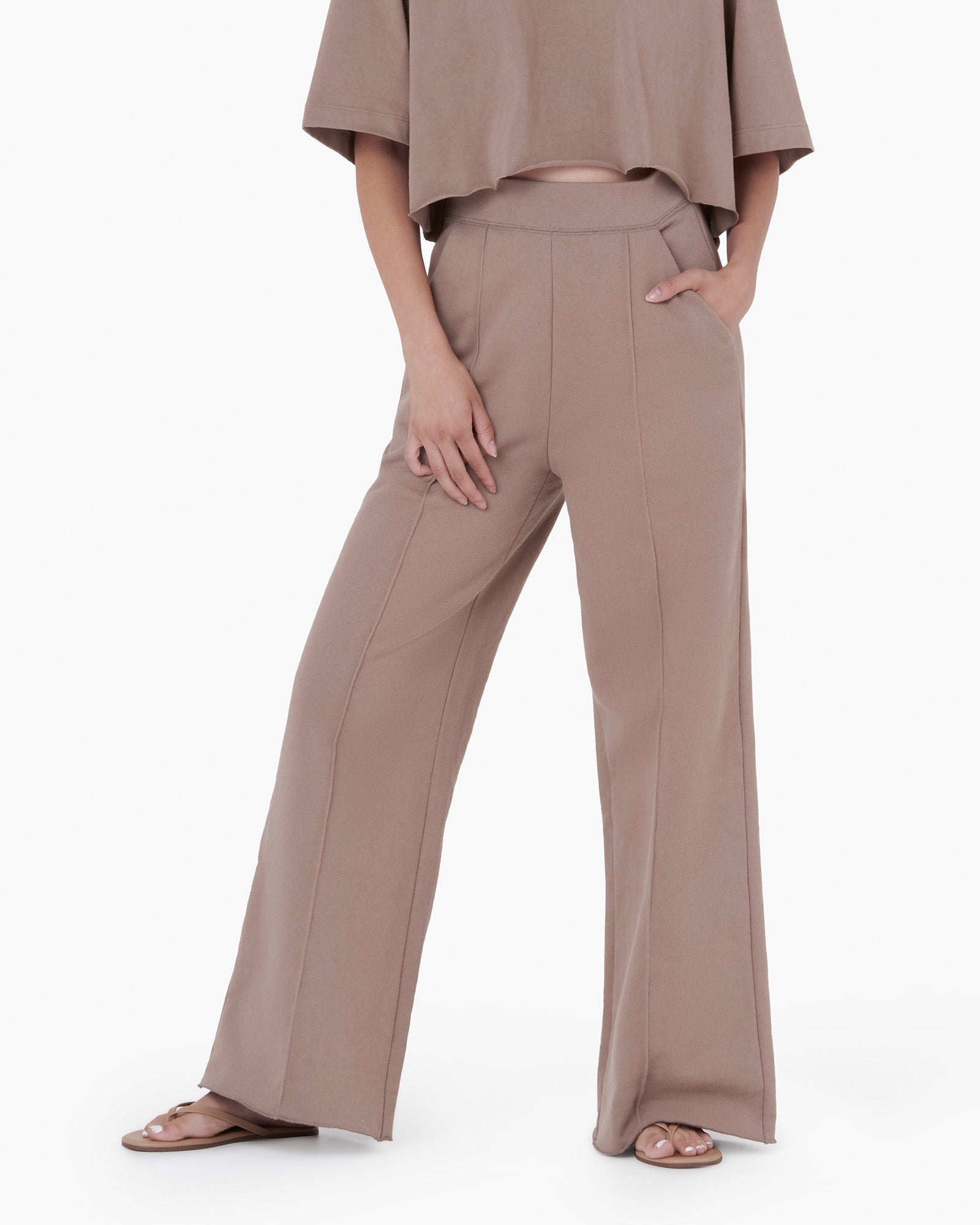 Grey Women's TKEES Raw Edge Wide Leg Pants | PKDICG736