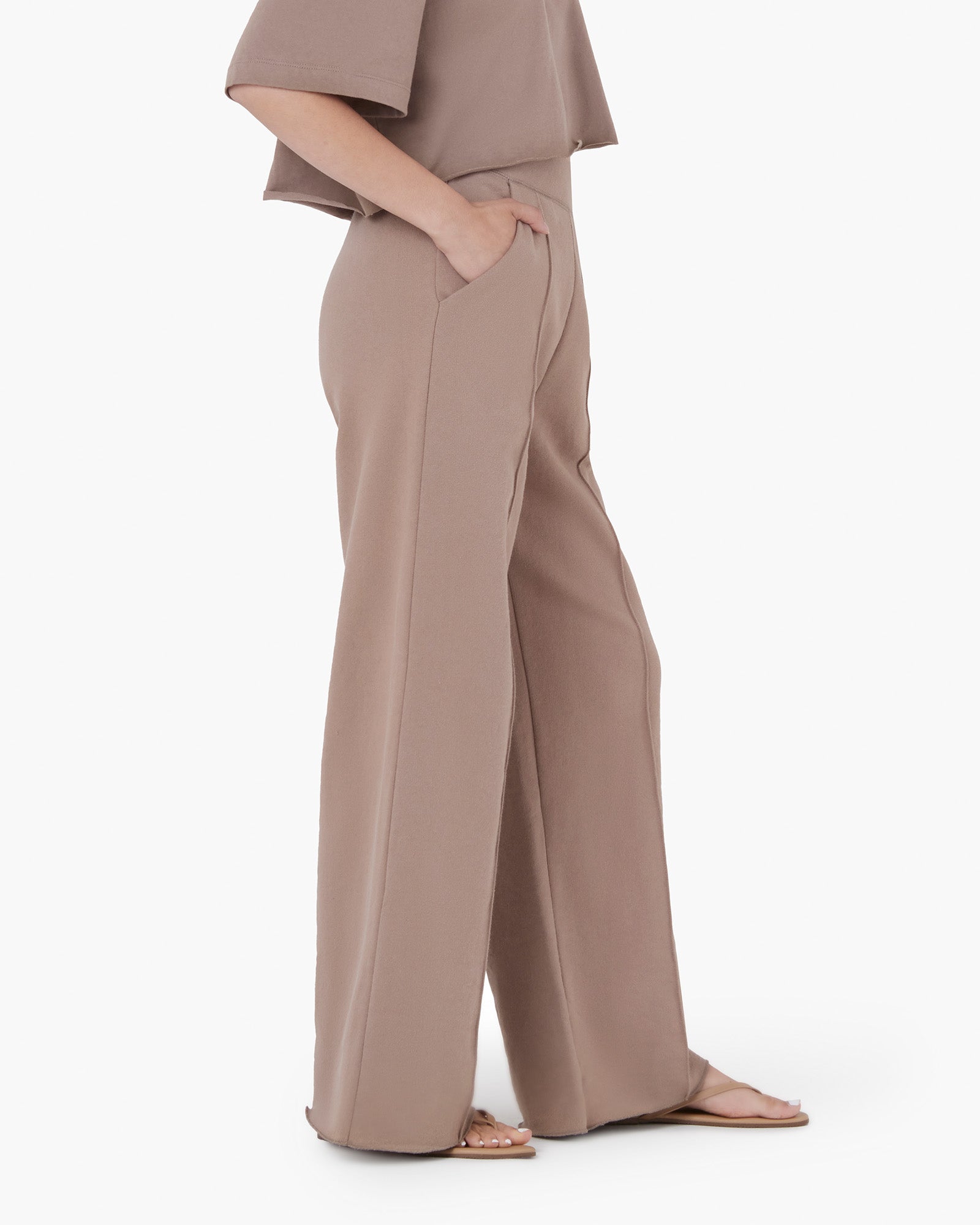 Grey Women's TKEES Raw Edge Wide Leg Pants | PKDICG736