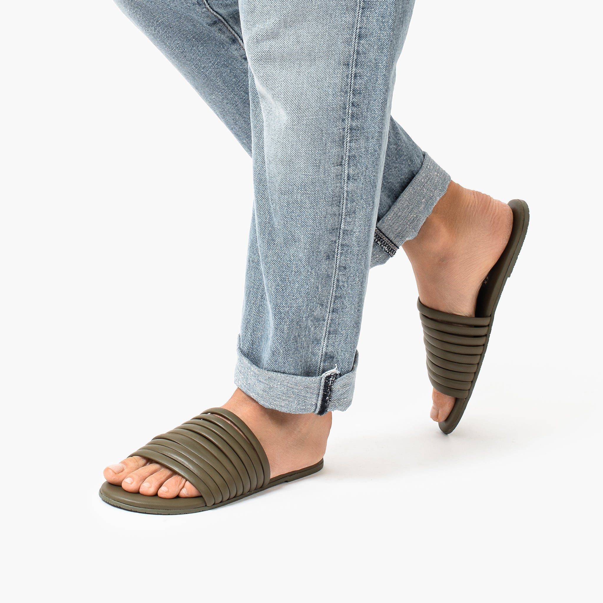 Olive Women's TKEES Caro Slides | ARZNYW057