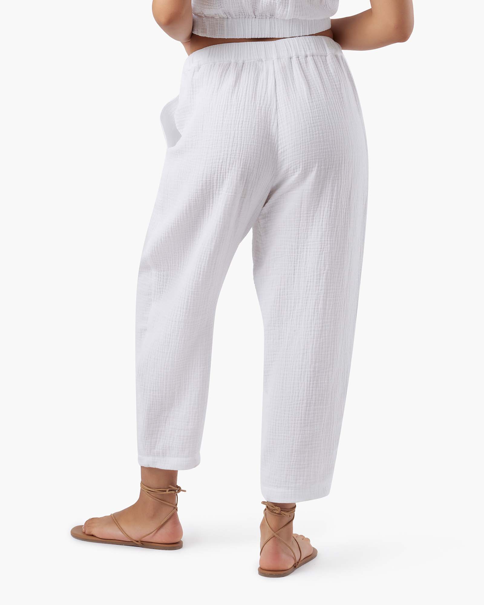 White Women's TKEES Gauze Pants | QYNJTZ459