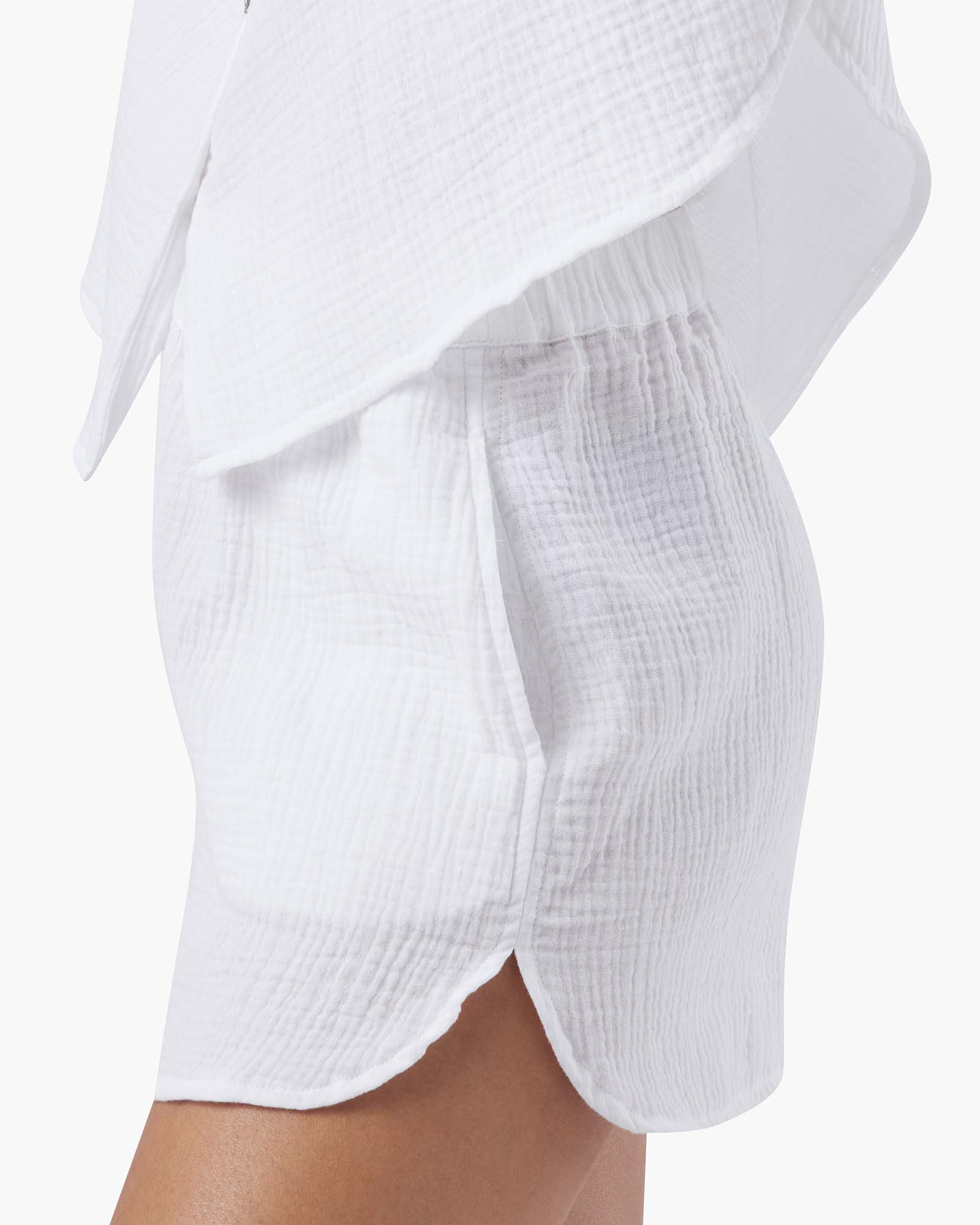 White Women's TKEES Gauze Shorts | KPBSJI194