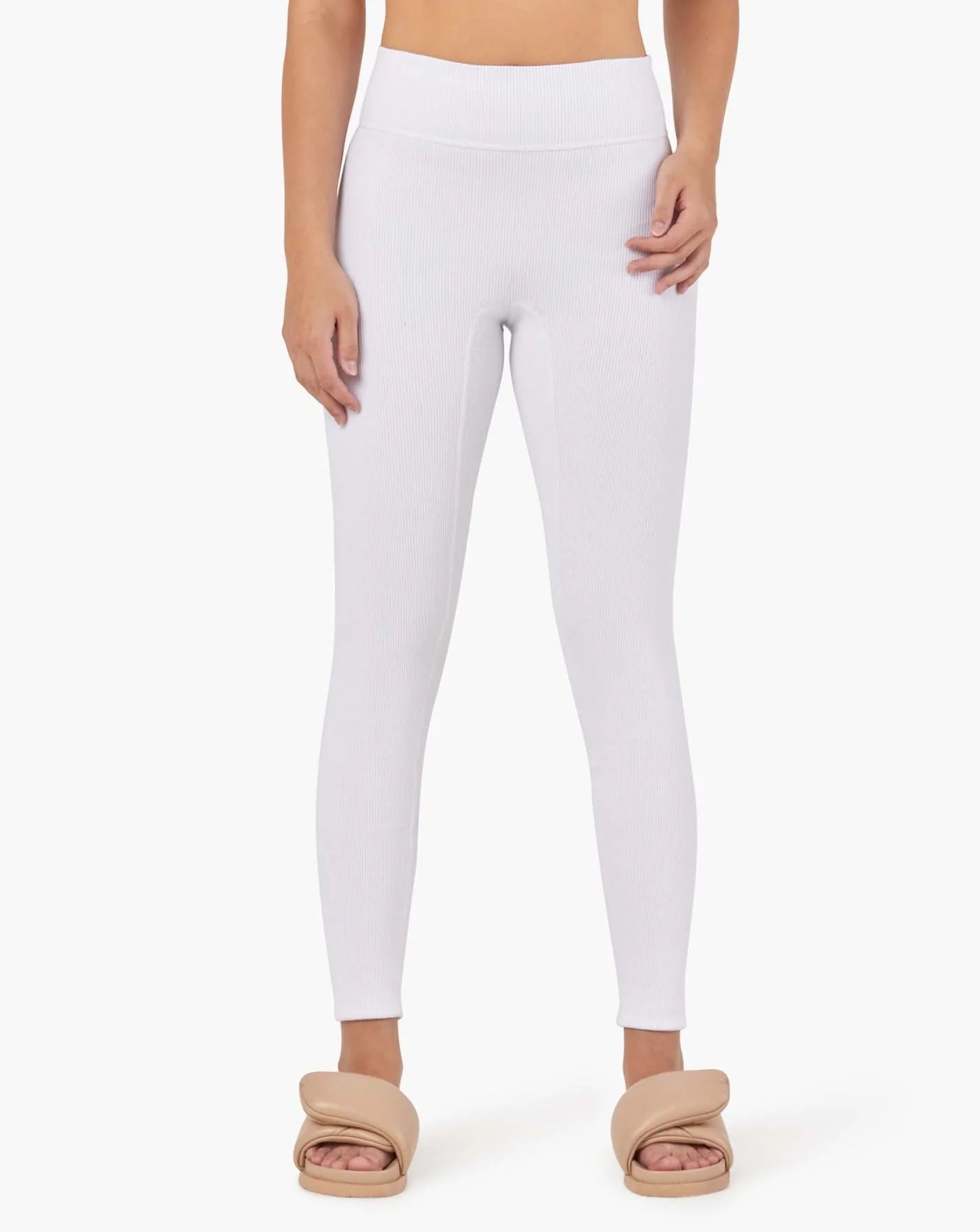 White Women's TKEES Rider Leggings | TZFABC649