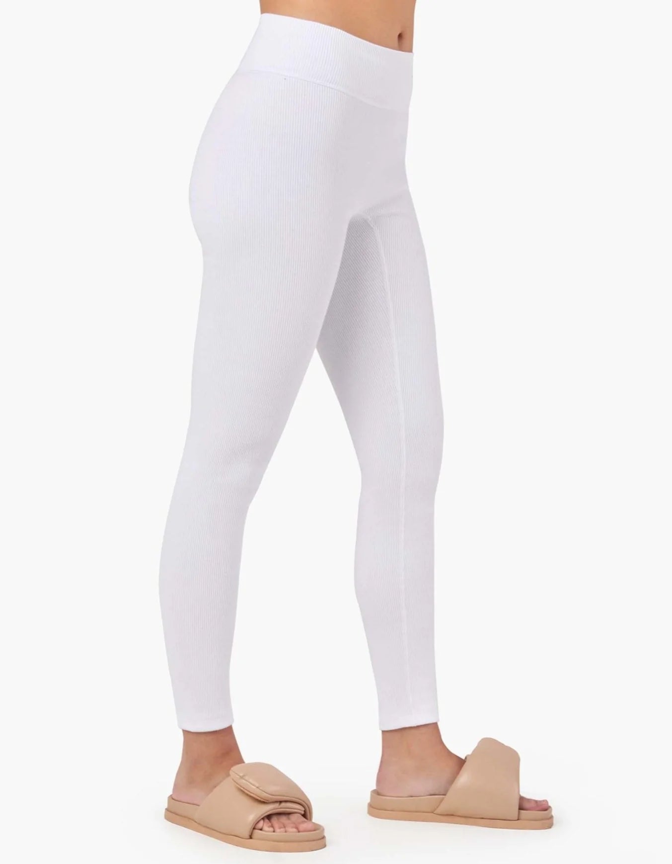 White Women's TKEES Rider Leggings | TZFABC649