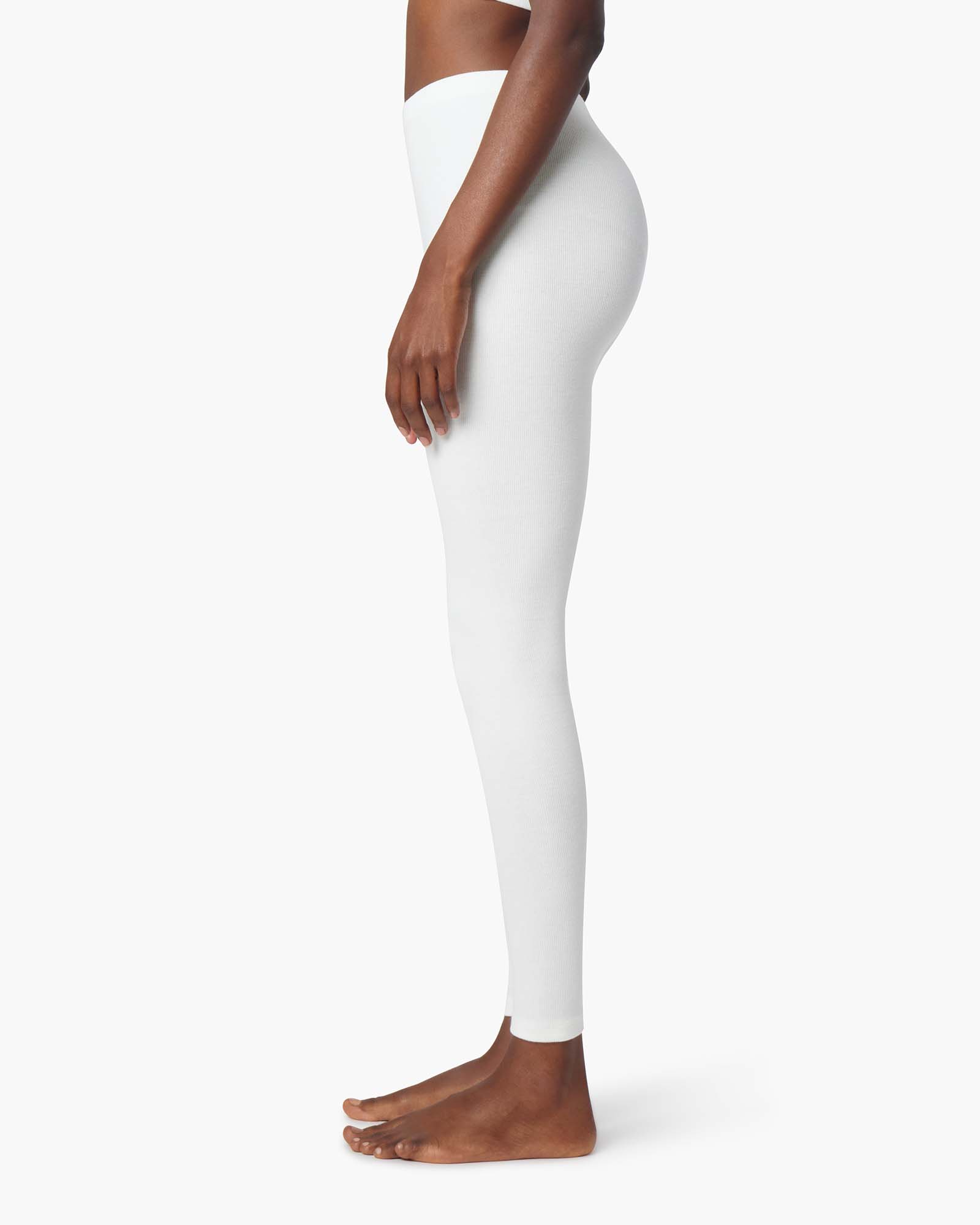 White Women's TKEES Super Rib Leggings | IGHWUZ468