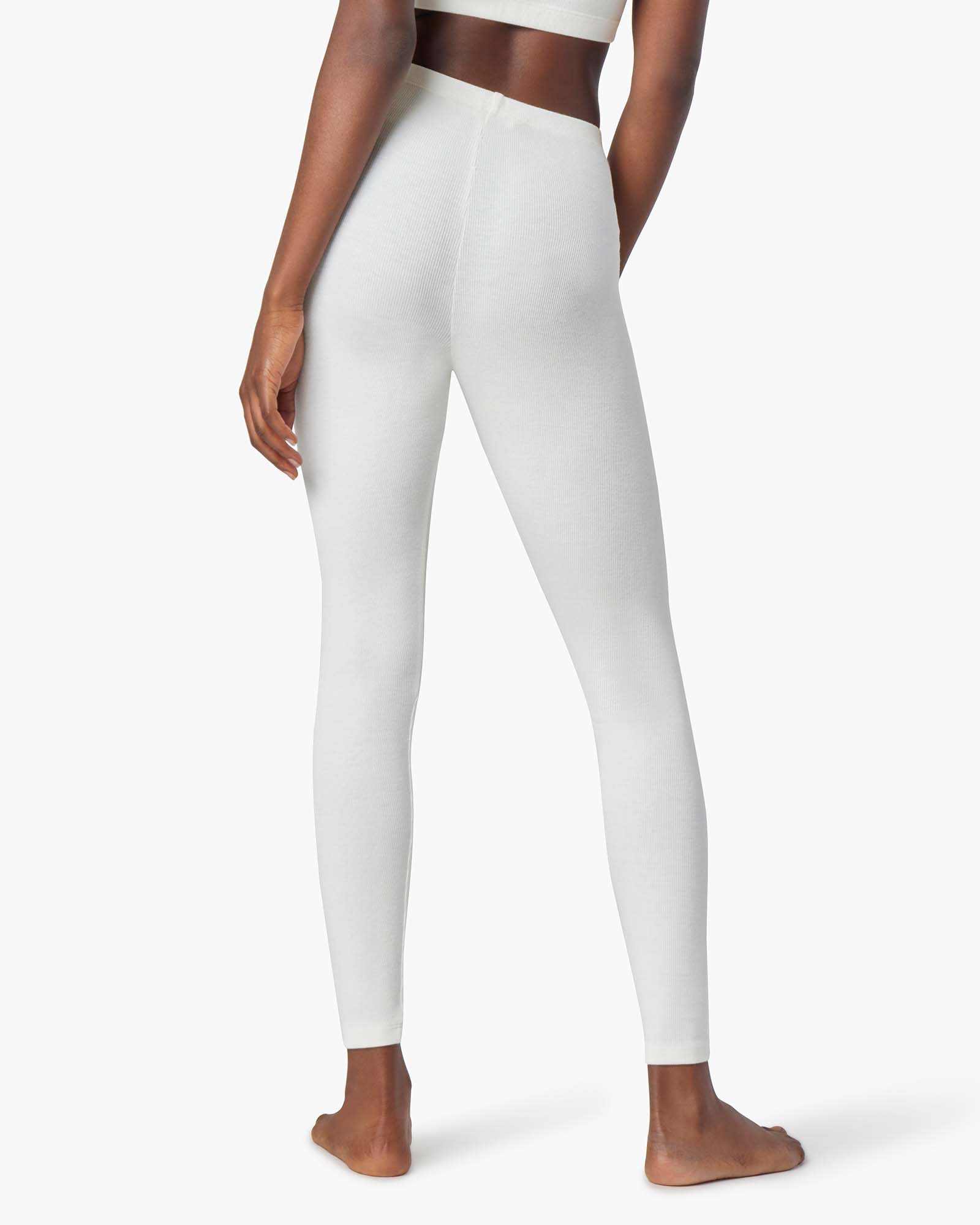 White Women's TKEES Super Rib Leggings | IGHWUZ468