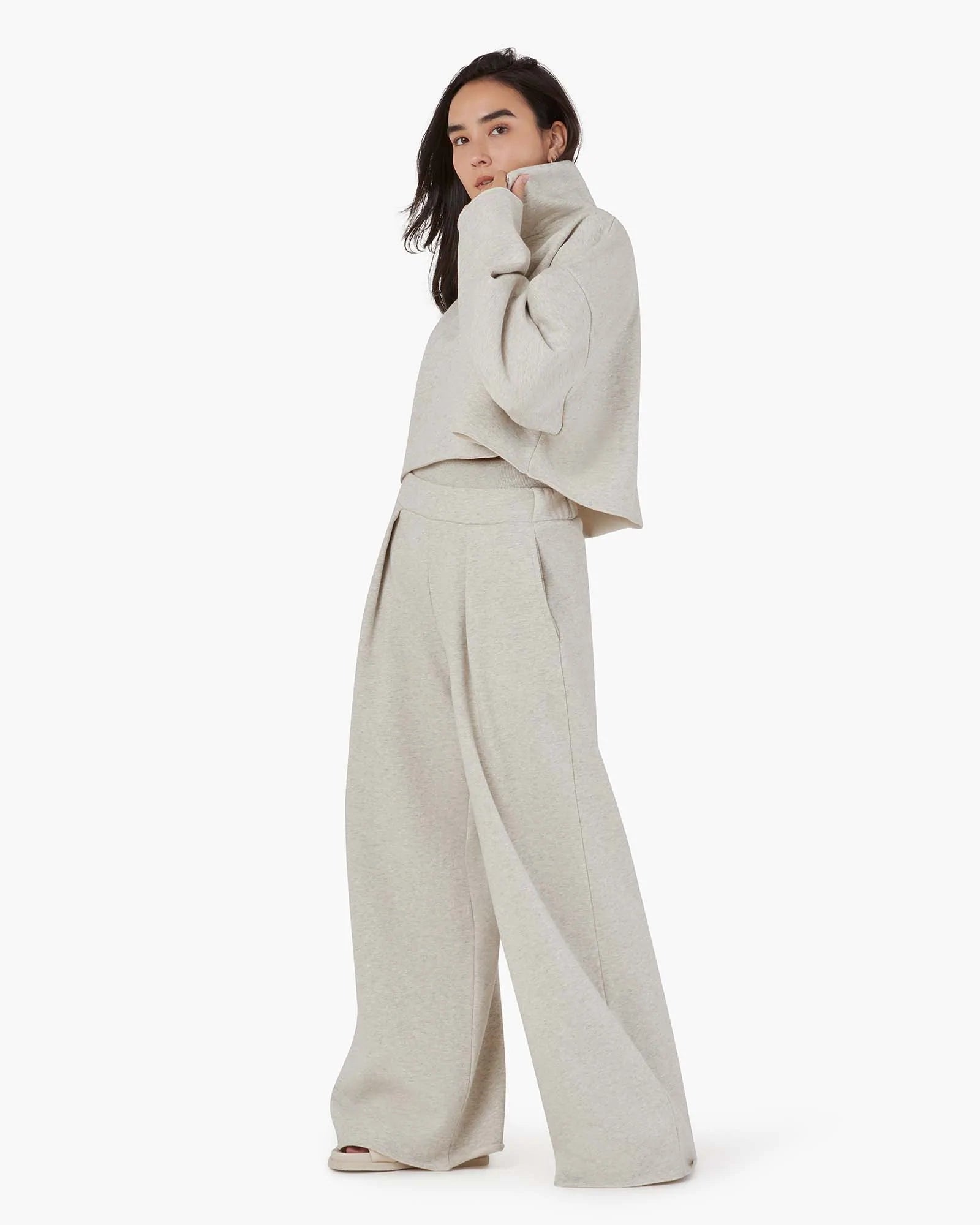 White Women's TKEES Warm Core Wide Leg Pants | JZUHYD016