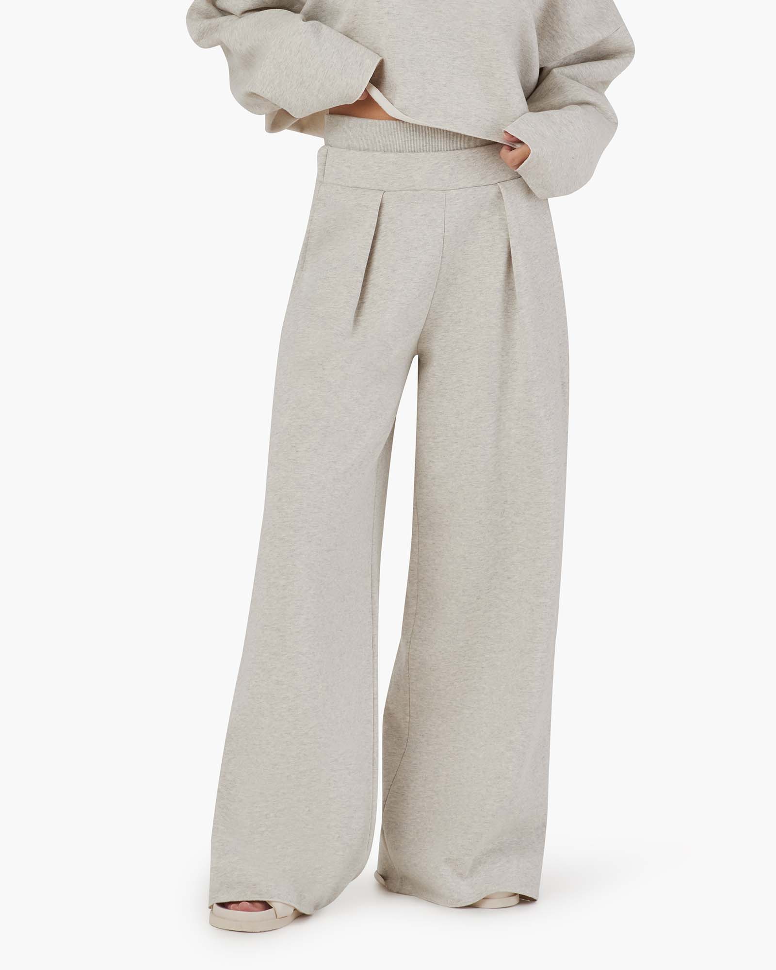 White Women's TKEES Warm Core Wide Leg Pants | JZUHYD016